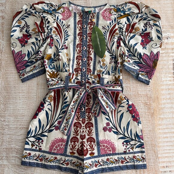 Farm Rio Romantic Lightness Multicolor Floral Romper Size Small NWT - Picture 4 of 14